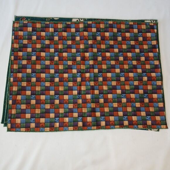 Handmade Placemats Christmas Fabric Glittery Snowmen Scatter Evergreen Set Of 6 - Picture 4 of 4